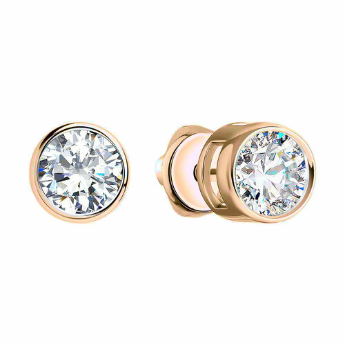 фото Серьги пусеты xuping jewelry, циркон, размер 6 мм, золотой