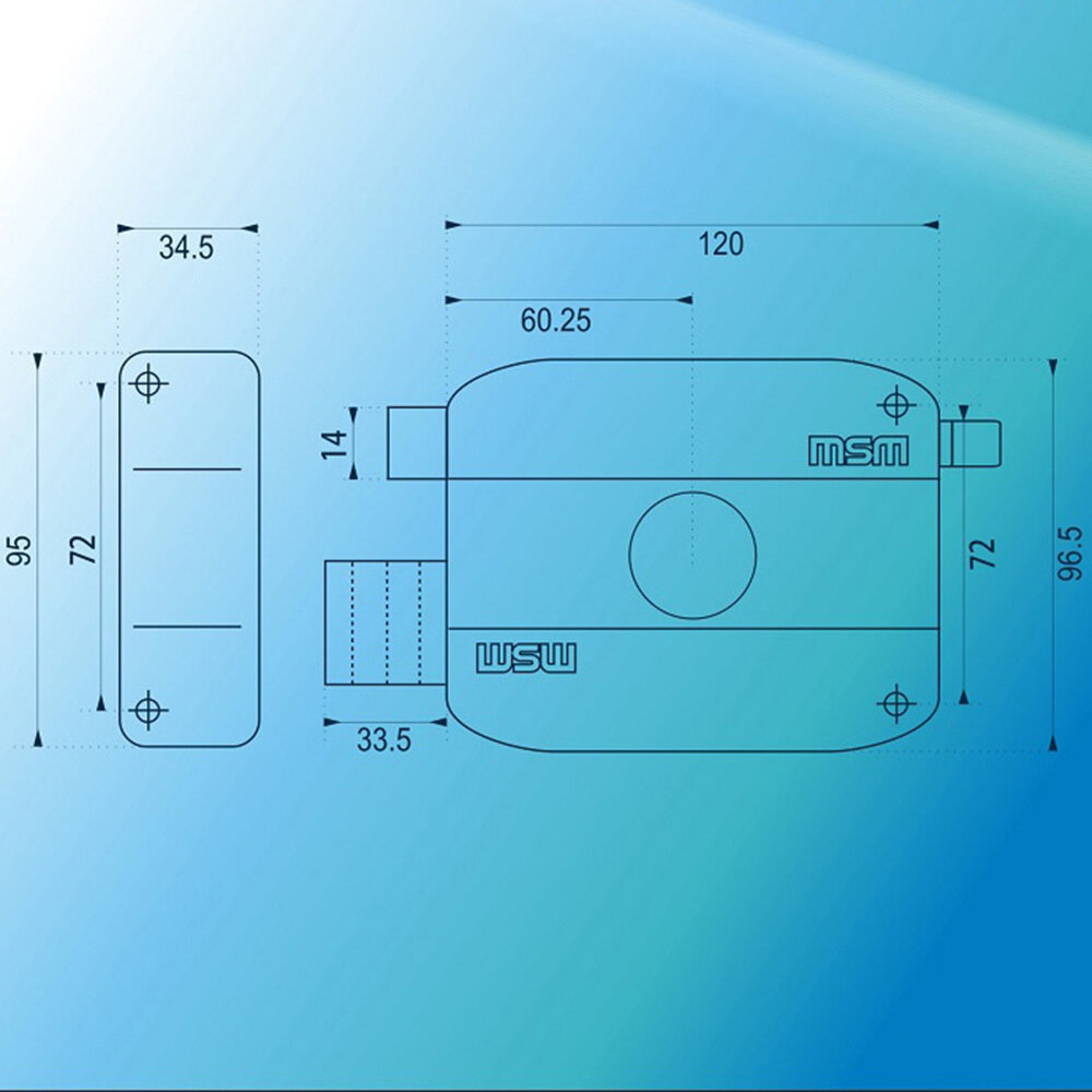 Замок накладной MSM RL25-I RL12-B BK (Чёрный) - фотография № 2