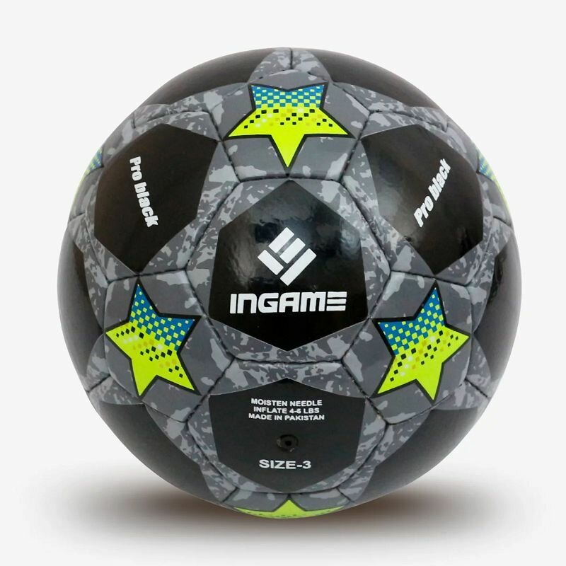 Мяч футбольный INGAME PRO BLACK, №3 чёрно-желто-голубой