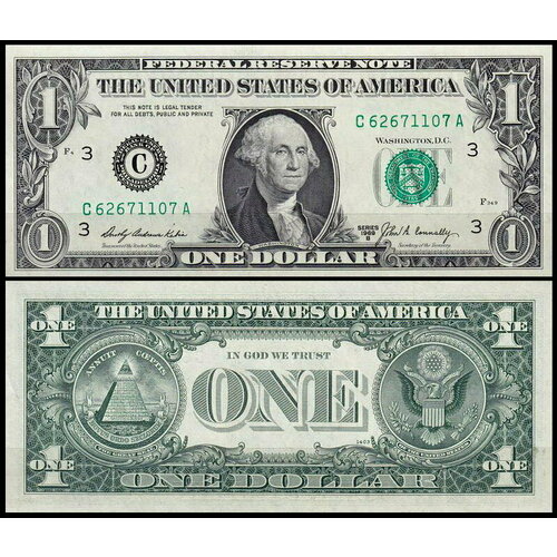 США 1 доллар 1969B (UNC Pick 449c) Federal Reserve Note белиз 1 доллар 1983 unc pick 43