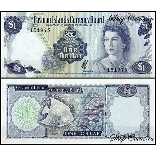 каймановы острова 25 центов 1990 г Каймановы острова 1 доллар 1972 (AUNC Pick 1)