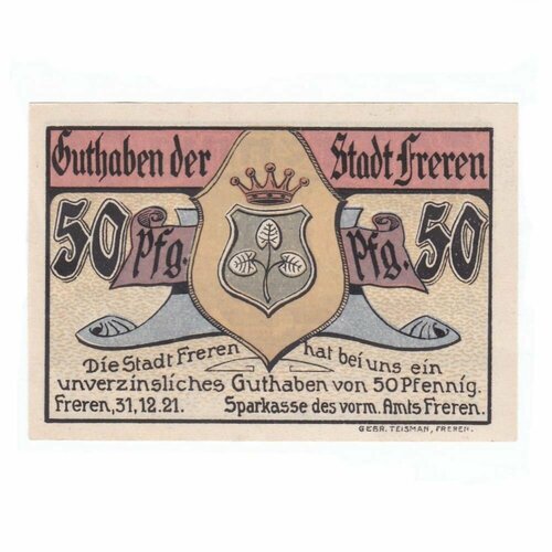 Германия (Веймарская Республика) Фререн 50 пфеннигов 1921 г. нариньяни а как оформить беспроцентный кредит