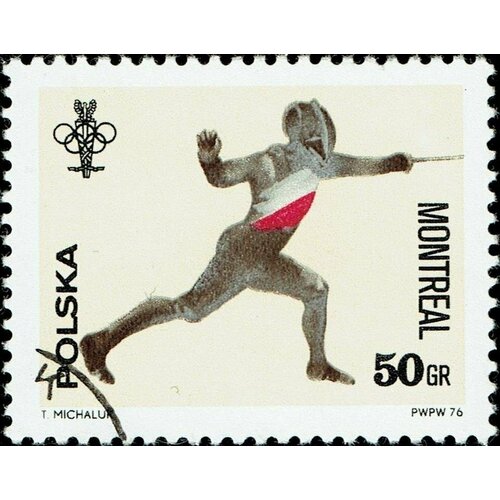 (1976-032) Марка Польша Фехтование Летние Олимпийские игры 1976, Монреаль III Θ марка олимпиада монреаль 1976 г