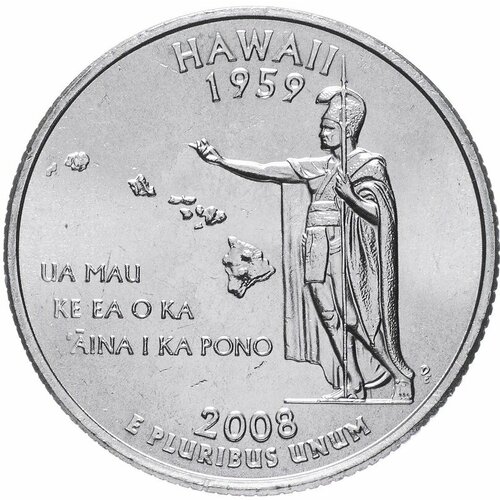(050d) Монета США 2008 год 25 центов Гавайи Медь-Никель UNC 2008 монета остров джерси 2008 год 5 фунтов дуглас бейдер медь никель unc