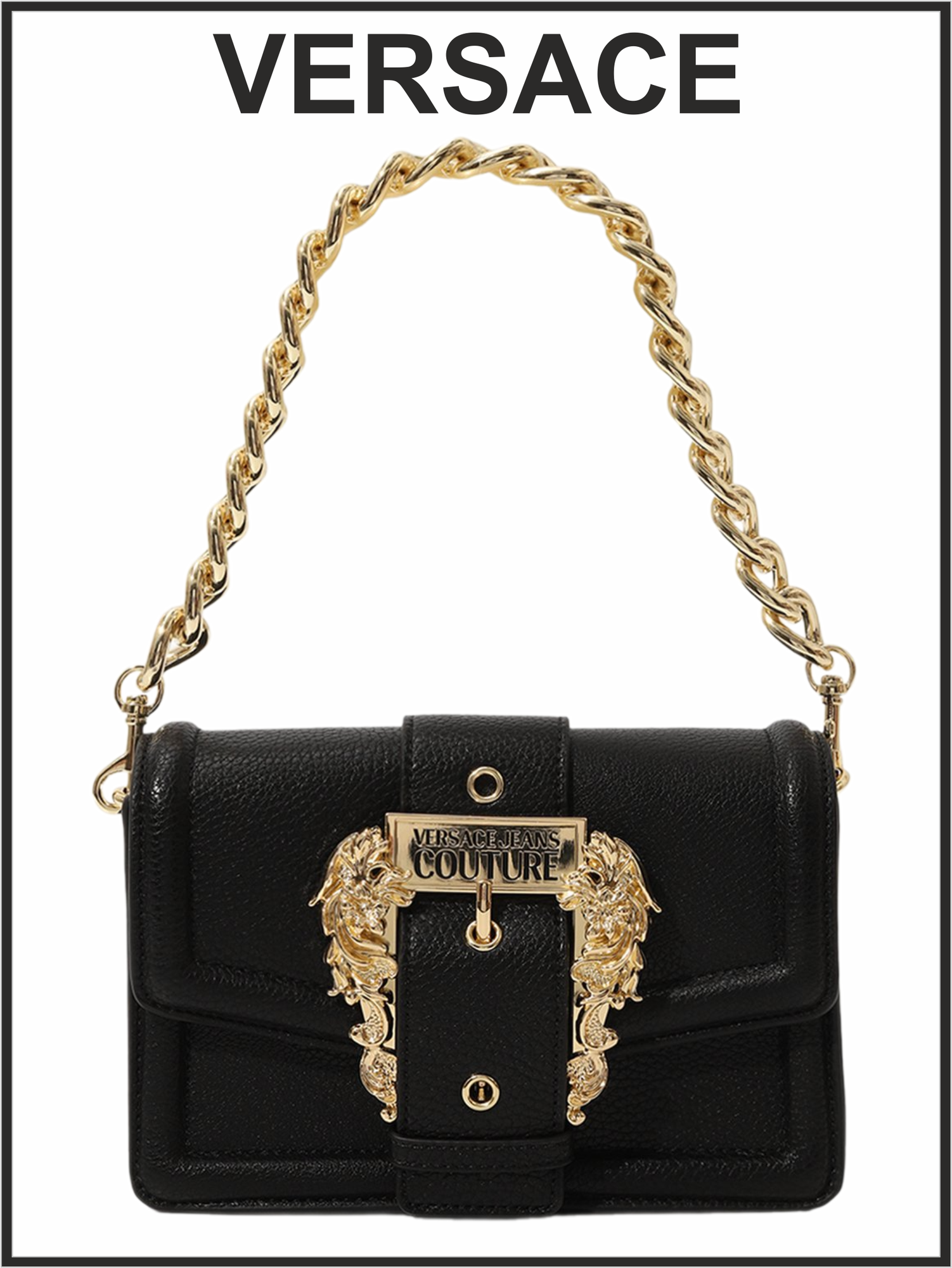 фото Женская сумка Versace черная на плечо оригинальная