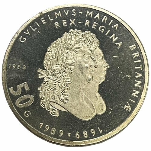 Нидерланды 50 гульденов 1988 г. (300 лет правлению Вильгельма III и Марии II) (Proof) клуб нумизмат монета 50 гульденов антильских островов 1980 года серебро беатрикс