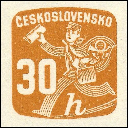 (1945-072) Марка Чехословакия Почтальон (Светло-коричневая) Газетные марки II O