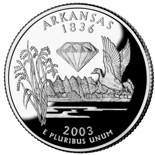 (025p) Монета США 2003 год 25 центов Арканзас Медь-Никель UNC 2003 монета восточно карибские штаты 2003 год 2 доллара роберт клайв позолота медь никель proo