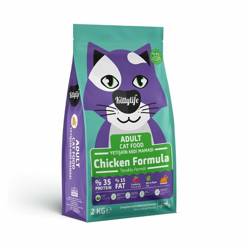 KittyLife Сухой корм для взрослых кошек с Курицей и рисом 2кг