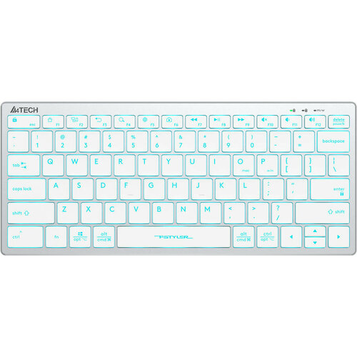 Клавиатура A4TECH Fstyler FX61 белыйсиний USB slim Multimedia LED FX61 WHITE 401900₽