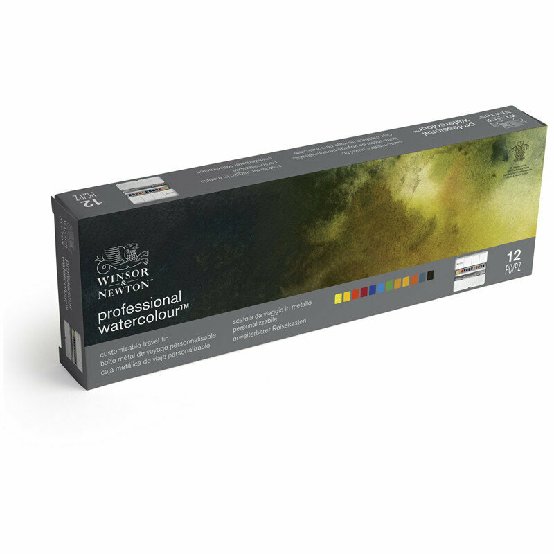 Акварель Winsor&Newton "Professional", 12цв, мал. кюв, место для смешивания красок, металл. коробка, 320617