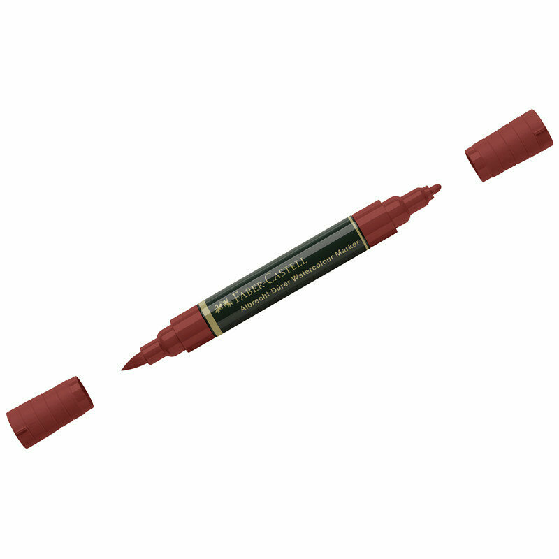 Маркер акварельный пигментированный Faber-Castell "Albrecht D? rer", цвет 192 индийский красный, двухстор, кистев./пулевид, 341223