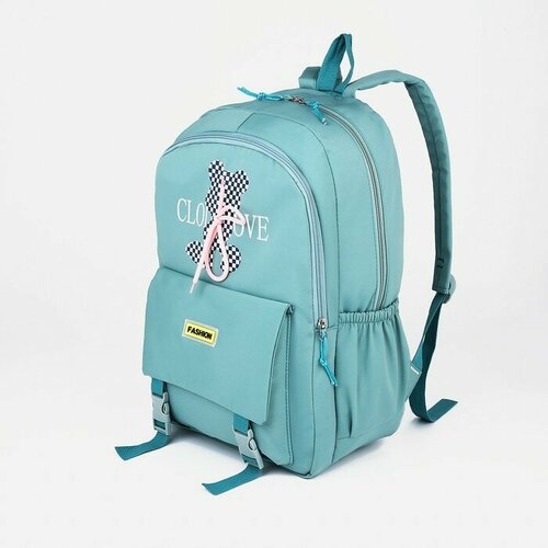Рюкзак школьный из текстиля на молнии, 3 кармана, цвет бирюзовый рюкзак крол 30 13 44 см 2 отд на молнии 3 н кармана розовый