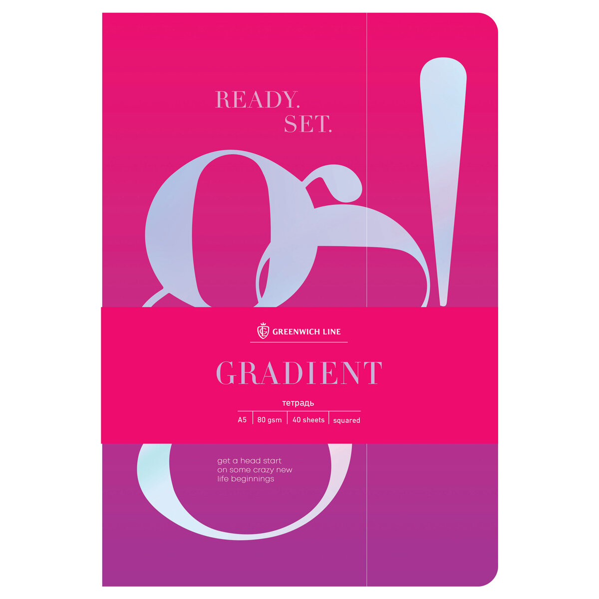 фото Тетрадь 40л, А5, клетка на сшивке Greenwich Line "Gradient", софт-тач, тиснение фольгой, тон. блок 80г/м2