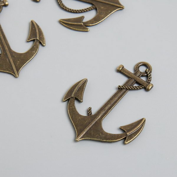фото Декор для творчества металл "Якорь" бронза 5.5х4 см, 3 шт.