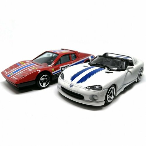 Модель Ferrari 512 Dodge Viper SRT 10 белый масштаба 1:43, металл Bburago 4200fd