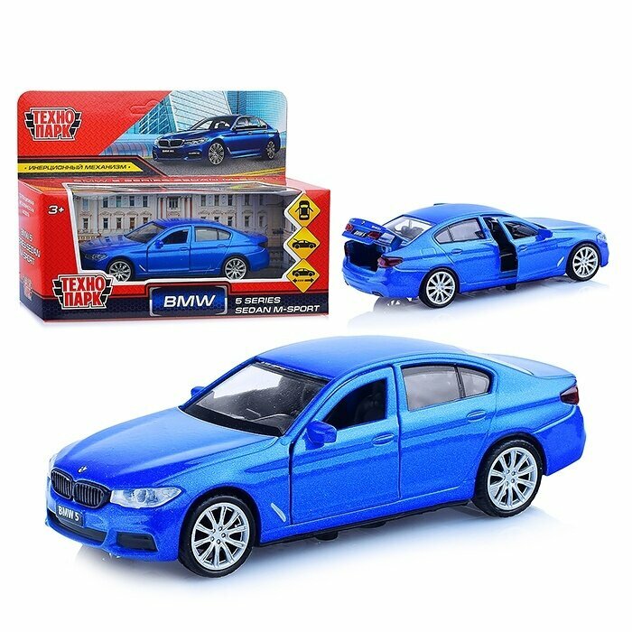 фото Машина металлическая Технопарк BMW 5-ER Sedan M-Sport 12 см, открываются двери, синяя (5ER-12-BU)