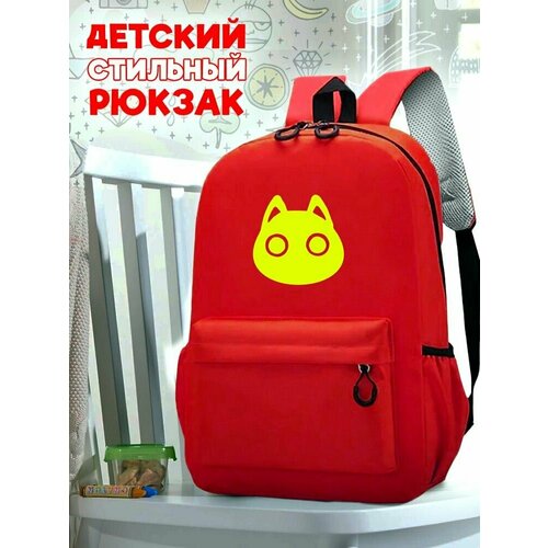Школьный красный рюкзак с желтым ТТР принтом животные Кошки - 29 школьный красный рюкзак с желтым ттр принтом животные еж 27