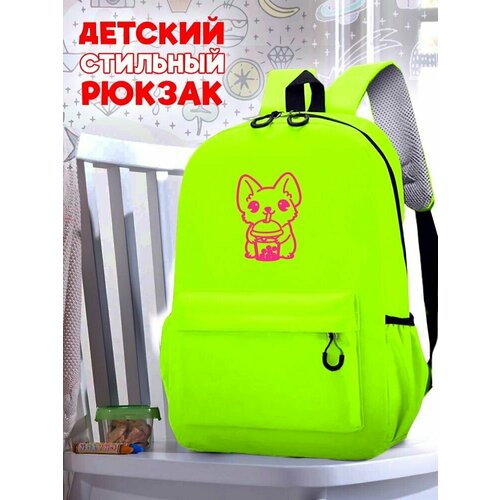 Школьный зеленый рюкзак с розовым ТТР принтом животные Корги - 39