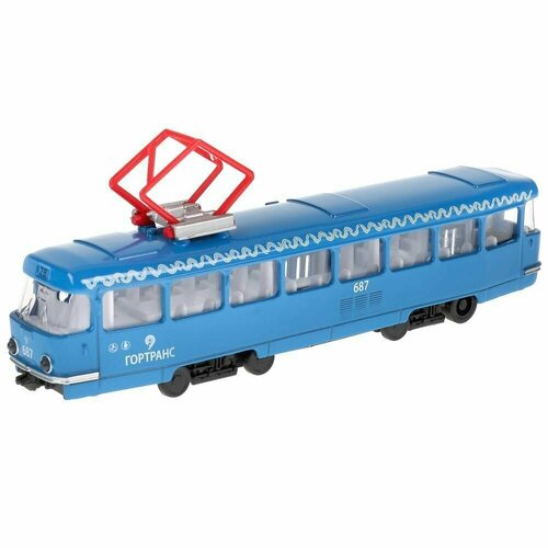 Трамвай металлический ТехноПарк 18см свет, звук CT12-463-2-BL-WB игрушка сюжетно образная трамвай металлический инерционный ct12 463 2 спецтехника