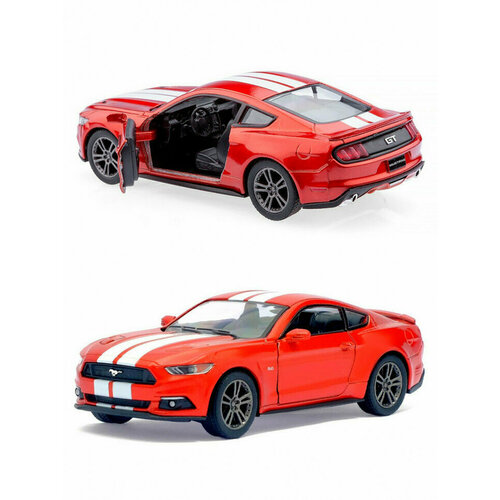 Металлическая машинка Kinsmart 1:38 «2015 Ford Mustang GT с принтом» инерционная, красная KT5386DF-1 металлическая машинка kinsmart 1 38 2015 ford mustang gt с принтом инерционная красная kt5386df 1