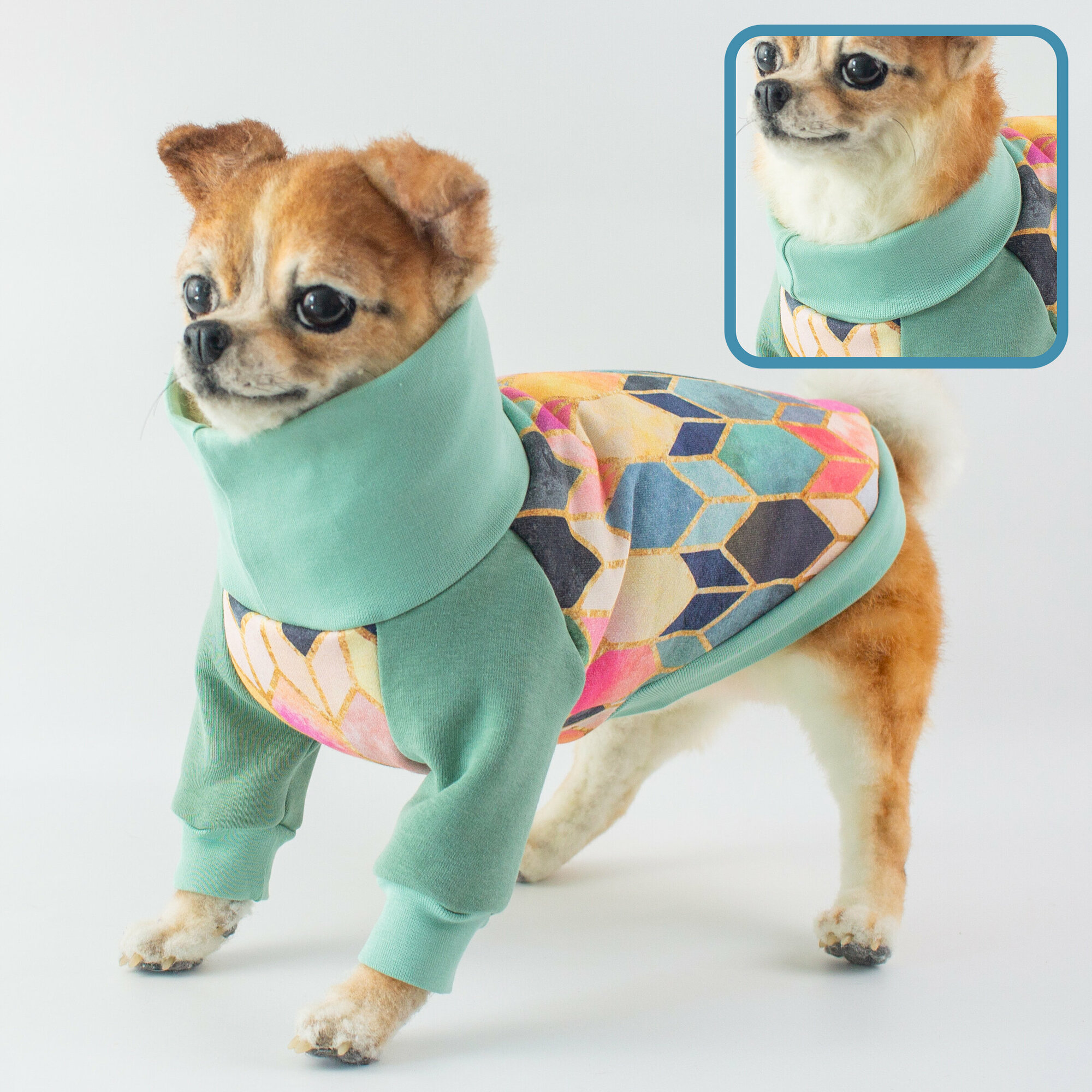 Тёплая кофта для собак Элегантный Кот, Мятные Сладости , размер XL - фотография № 1