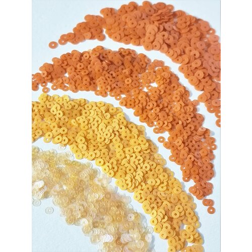 Итальянские пайетки 3,4мм. Оранжевые. 4х1,5г.