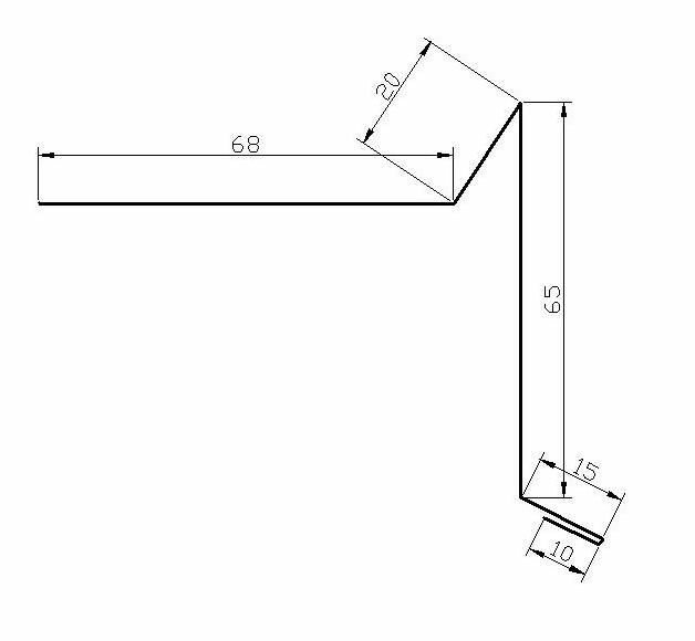 фото Торцевая - ветровая планка для мягкой кровли 68*20*65*15*10 6 шт. синий RAL 7024