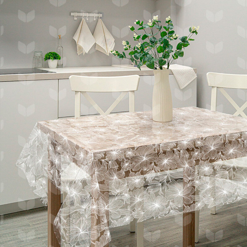 фото Скатерть ПВХ "Гибискус" коллекция Ажур размер 110х132 см