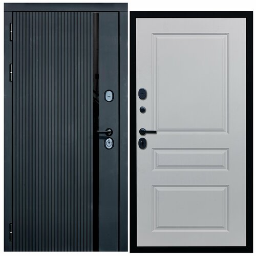 Дверь входная металлическая DIVA ДХ-46 2050x860 Левая Черный кварц - Д13 Белый софт, тепло-шумоизоляция, антикоррозийная защита для квартиры