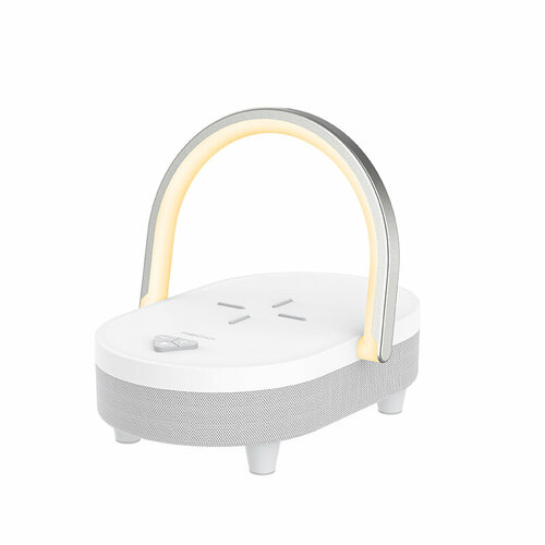 Беспроводная зарядка RECCI 4-in-1 QI 15W Bluetooth колонка 5W LED Лампа 28W Подставка БелыйСерый 695000₽