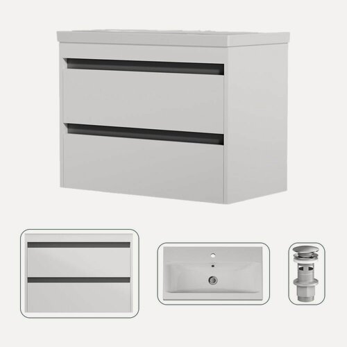 Изображение товара Тумба с раковиной AM.PM Pulse, подвесная 75 см, донный клапан хром