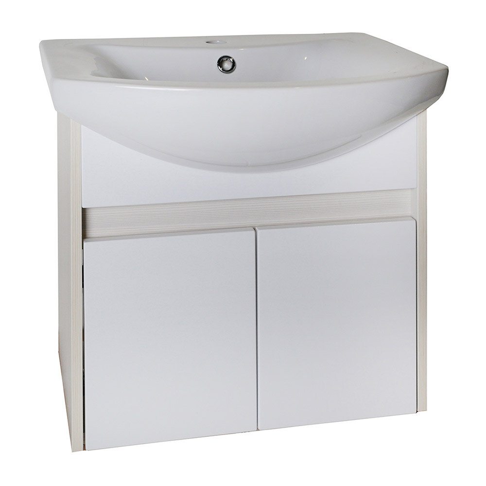 фото Тумба под раковину АСБ-Мебель Элия 600 мм подвесная белая/лиственница (12481)