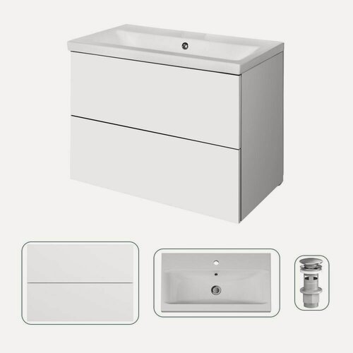 Изображение товара Тумба с раковиной AM.PM Gem for YM, подвесная, белая, глянцевая, 75х42х58 см