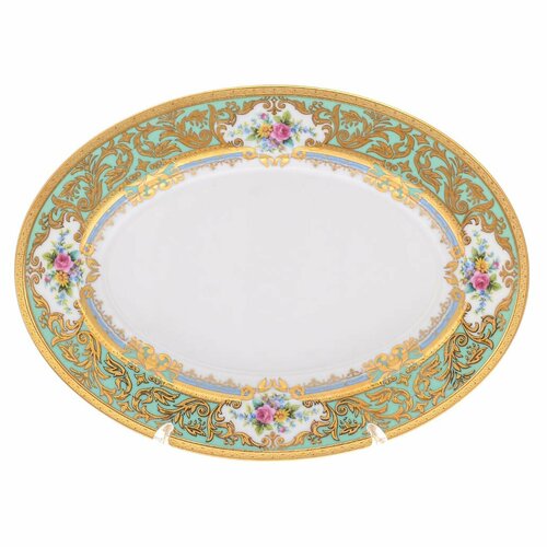 Блюдо овальное Falkenporzellan Opal Seladon Gold 24 см