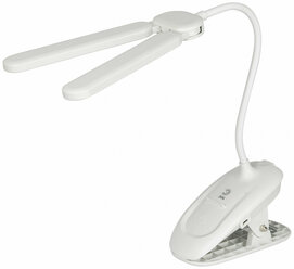 ЭРА Настольный светильник ЭРА NLED-512-6W-W светодиодный аккумуляторный на прищепке белый