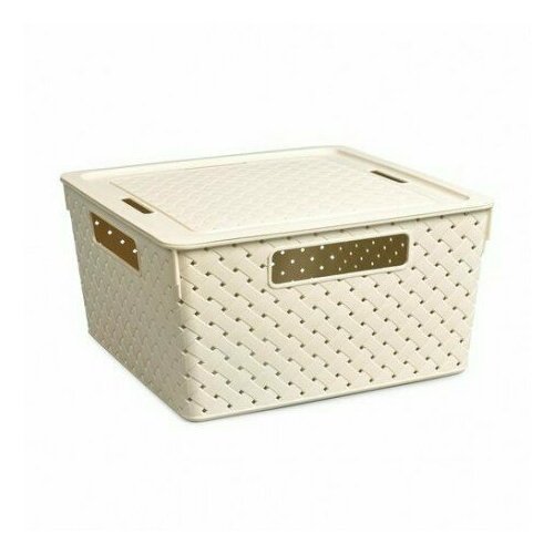 Коробка квадратная «Береста» 11л, 290х290х150мм, с кр, слон. кость