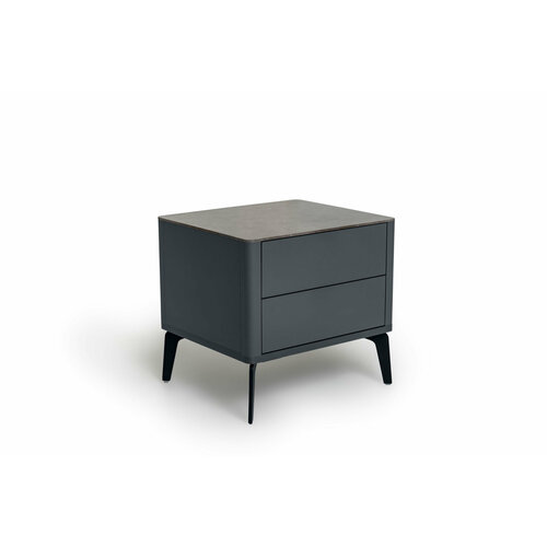 Прикроватная тумба цвет корпуса темно-серый soft touch, цвет топа коричневый песок, (Габариты: 500 x 430 x 490 mm)