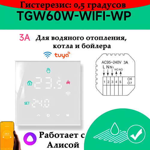 Умный терморегулятор BEOK с Wi-Fi для газового котла /бойлера с Алисой (белый)