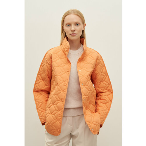 фото  куртка finn flare демисезонная, средней длины, капюшон, стеганая, ветрозащитная, водонепроницаемая, размер s, оранжевый
