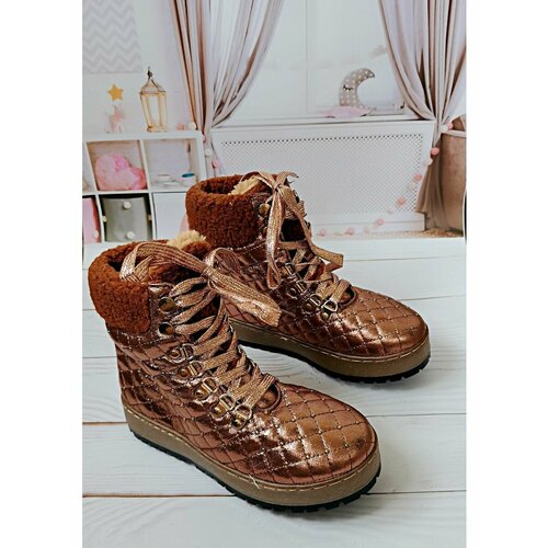 Ботинки , зимние, полнота 7, высокие, размер 34, коричневый