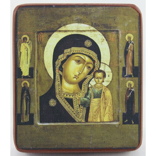 Икона Божией Матери Казанская, деревянная иконная доска, левкас, ручная работа (Art.1248_3Мм)