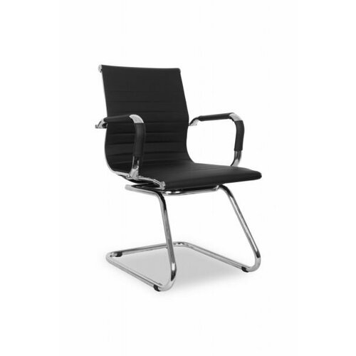 Офисное кресло для посетителей College CLG-620 LXH-C ширина сиденья 48 см, обивка кожа PU, каркас металлический хромированный серый