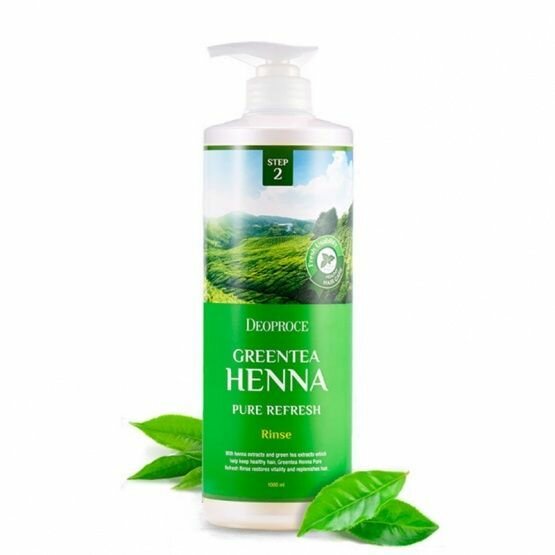 Бальзам для волос с зеленым чаем и хной [Deoproce] Rinse Greentea Henna Pure Refresh