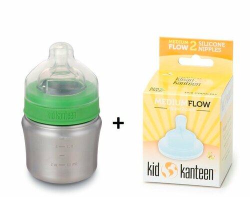 Комплект детская бутылка Klean Kanteen Baby Bottle Slow 5oz (148мл) + соски средний поток