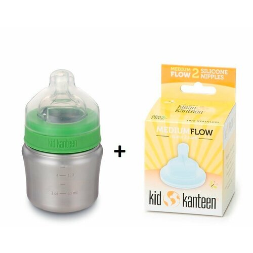 Комплект детская бутылка Klean Kanteen Baby Bottle Slow 5oz (148мл) + соски средний поток