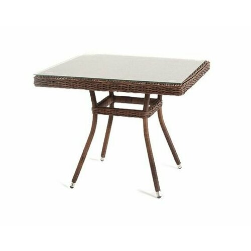 Плетеный садовый стол 4SIS Айриш из искусственного ротанга, для улицы, вес 16 кг, 90 х 90 х 75 см коричневый