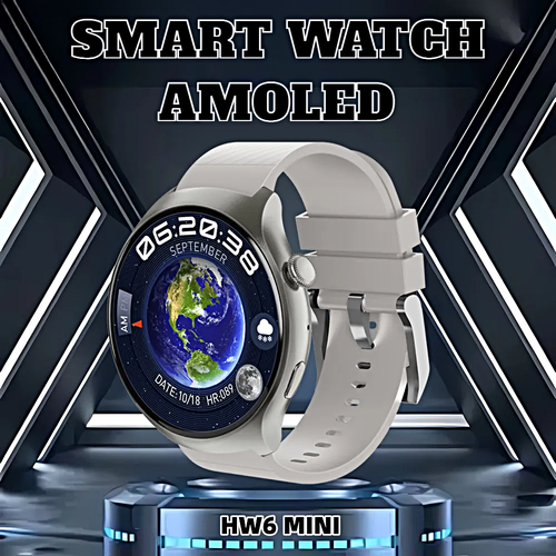 Смарт часы HW6 MINI AMOLED PREMIUM Series Smart Watch iOS Android Bluetooth звонки Уведомления ChatGPT 3 ремешка Cеребристый 389000₽