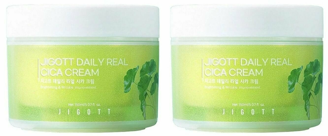 Jigott Крем для лица с экстрактом центеллы Daily Real Cica Cream, 150 мл, 2 шт