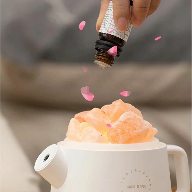 Увлажнитель воздуха в виде чайника с соляными минералами. Розовый. - фотография № 8